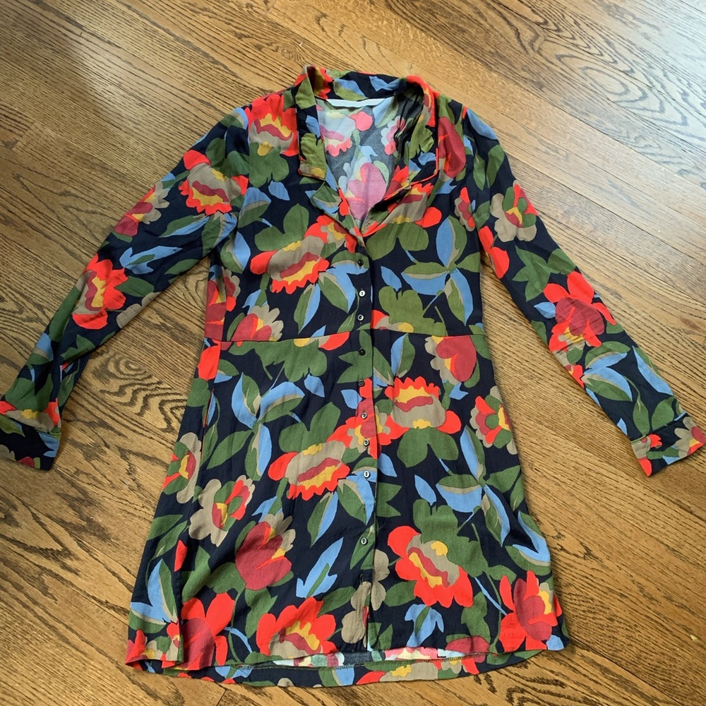 Zara Button Down Floral Dress S